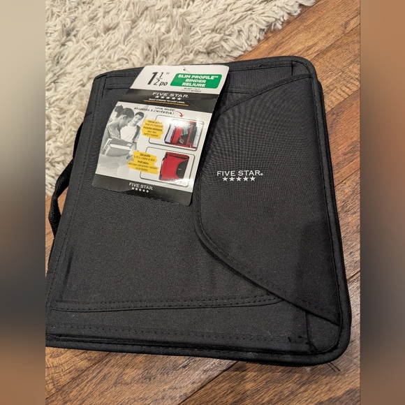 Five Star 1-1/2" Zipper Binder with Pocket - Black New With Tags - Picture 1 of 9